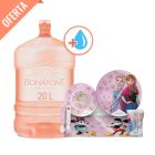 Agua Natural Bonafont 20L Más Envase y Set de Vajilla Disney 100 Rosa